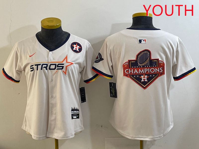 Youth Houston Astros Blank Cream Three generations Joint Name 2025 Nike MLB Jersey style 41023->youth mlb jersey->Youth Jersey
